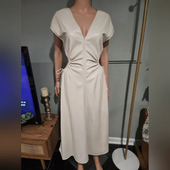 alc faux leather dress Faux Leather Belted Dress Mahogany / M main image 0